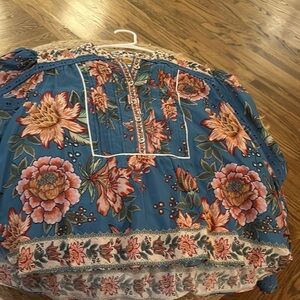 FARM Rio Floral Blouse in Blue and Pink